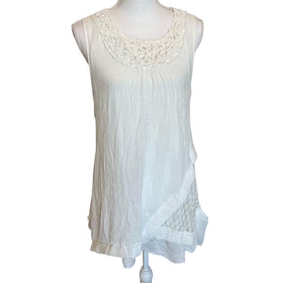 NorthStyle Tops - Northstyle Tank Top Size Medium White Gauze Layers Lacework Boho Peasant Prairie